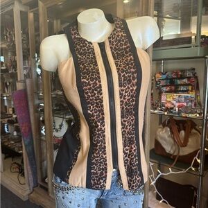 Vintage 80s 90s Animal Leopard Print Top Vest, Office Siren Core Mobwife
